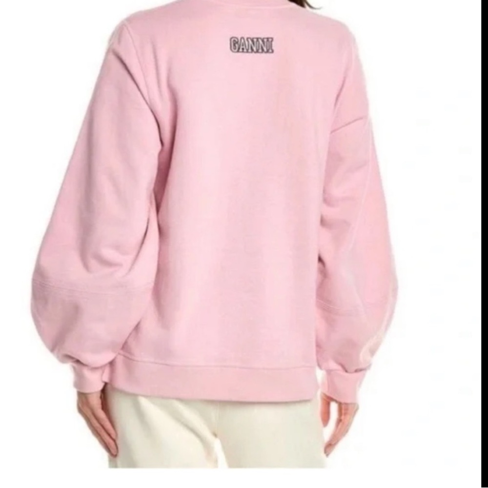 GANNI Puff Sleeve Sweatshirt in Sweet Lilac - Picture 2 of 11